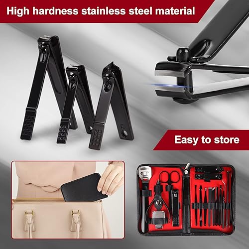 Miniatura 5 de Juego de manicura y cortaúñas kit de pedicura 18 en 1, material de acero inoxidable, cortador de cutículas, juego profesional de cortaúñas