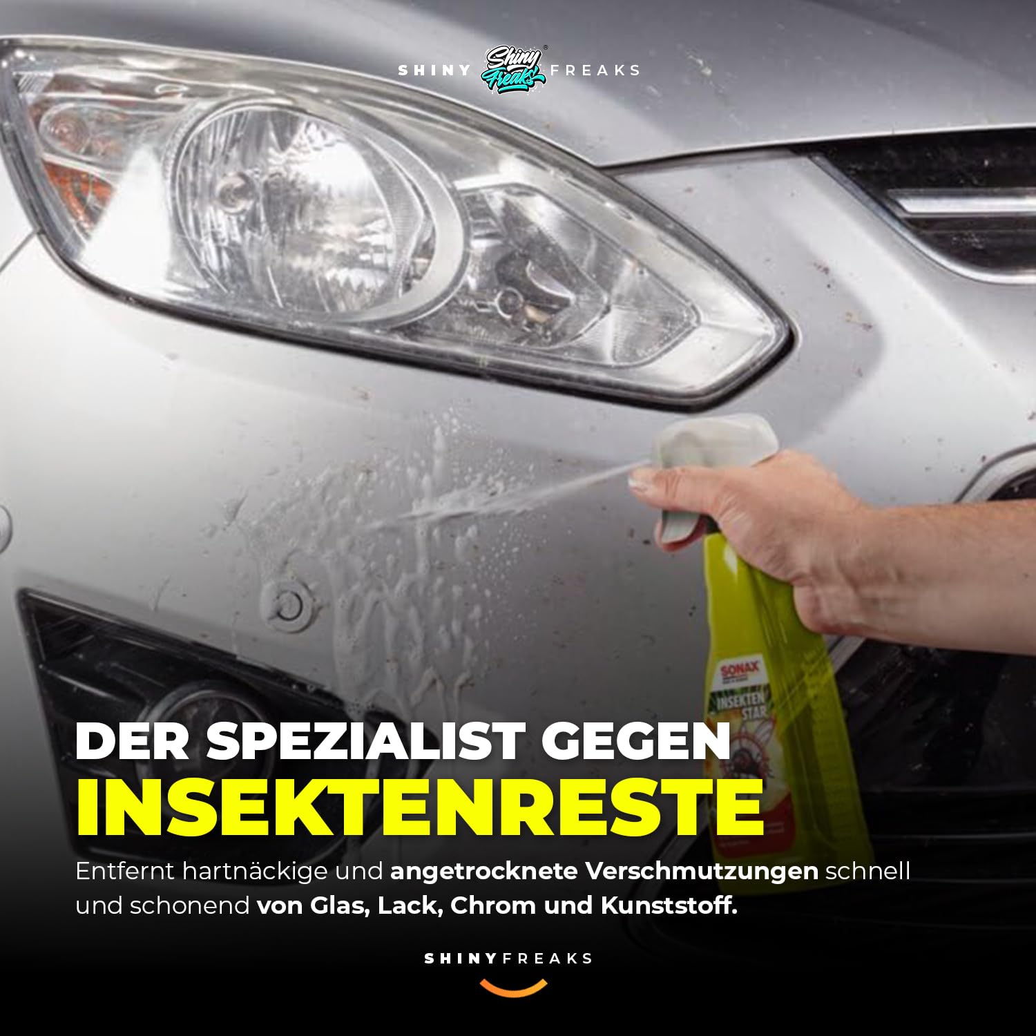Insektenentferner Set: SONAX InsektenStar 750ml + Insektenschwamm + Handschuhe –Insektenentferner löst schnell & schonend selbst hartnäckige & angetrocknete Insektenverschmutzungen