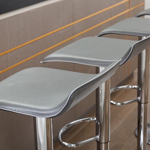 Miniatura 10 de NOBPEINT Taburete de bar giratorio ajustable con elevación de aire cromado contemporáneo, juego de 4 (gris) Gris,Todo negro,Negro,Tapizado grueso