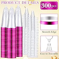 Vista 3 de Gerrii 300 copas de champán de plástico a granel, copas de champán desechables transparentes de 4.5 onzas, vasos de tostado con borde para boda
