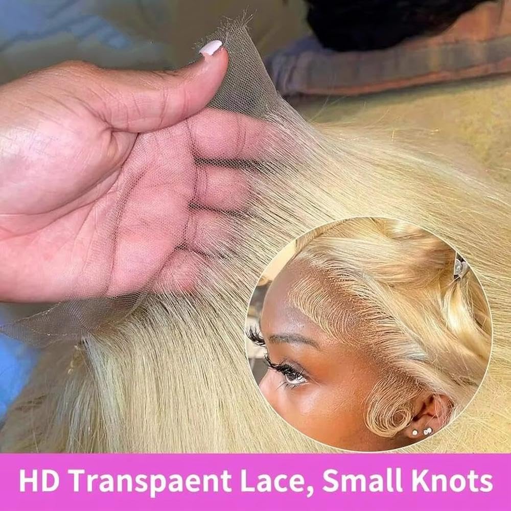 Haarpflege 250% Blone Straight Perücke 13X6 HD Full Lace Frontal Echthaarperücken Vorgezupft Für Frauen