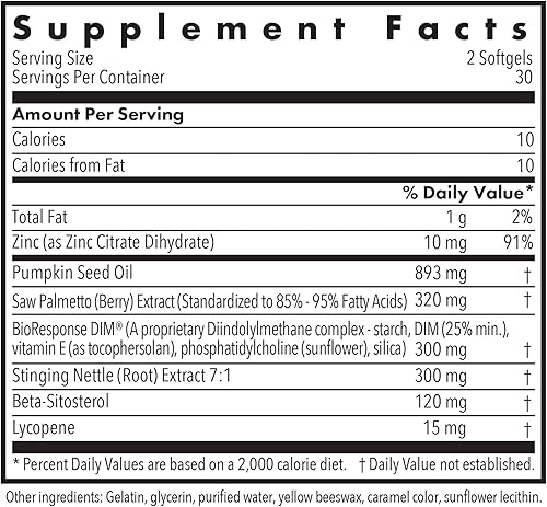 Miniatura 2 de Allergy Research Group DIM Palmetto - Suplemento de apoyo de próstata para la salud de los hombres, zinc con palma enana americana, beta sitosterol,