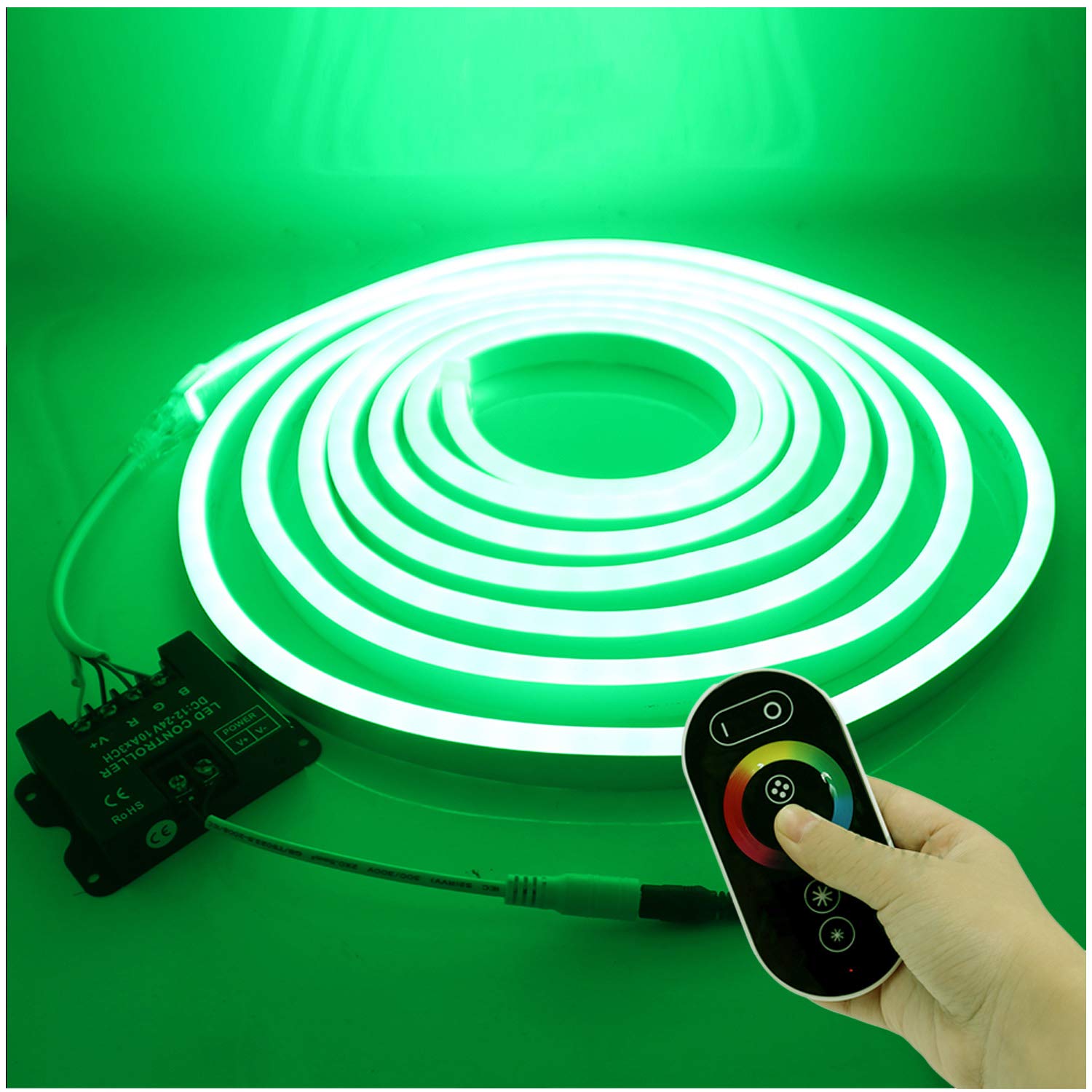 XUNATA Kit de Luz de Neón DC 12V RGB- 10m Tira de LED Flexible e Impermeable con Alimentación del Controlador Remoto RF