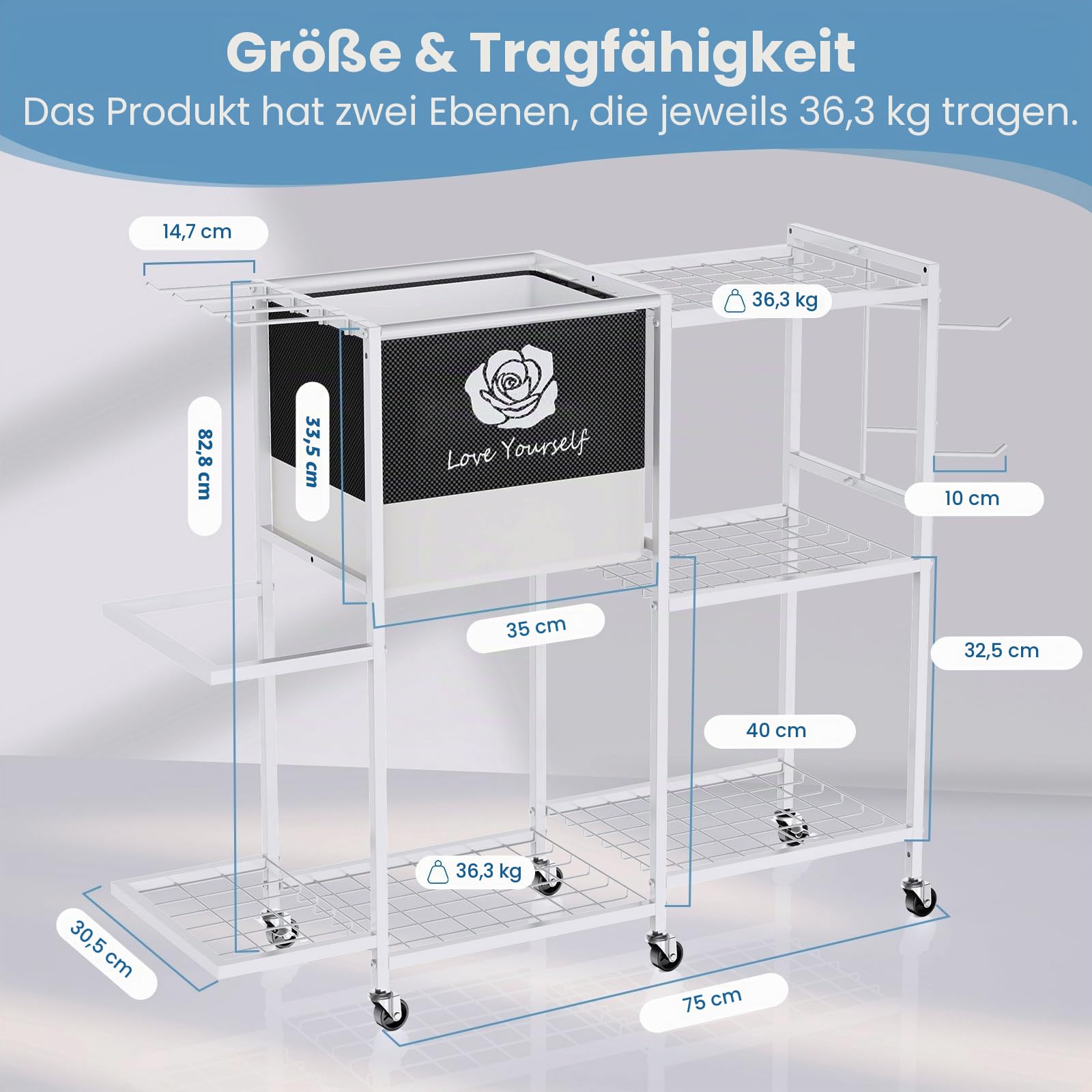 Aufbewahrungsregal für Yogamatte, Heim-Fitnessstudio, Workout-Ausrüstung, Organizer, Fitness-Gewichtsregal auf Rädern für Yogamatte, Yoga-Block, Schaumstoffrolle, Widerstandsband, Hantel, Kugelhantel
