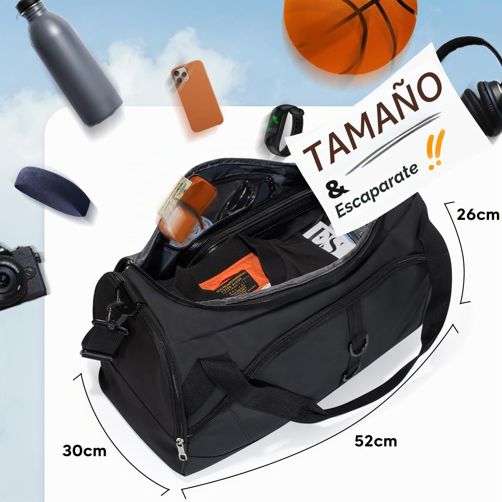 Bolsa de Deporte Gimnasio Viaje con Compartimento