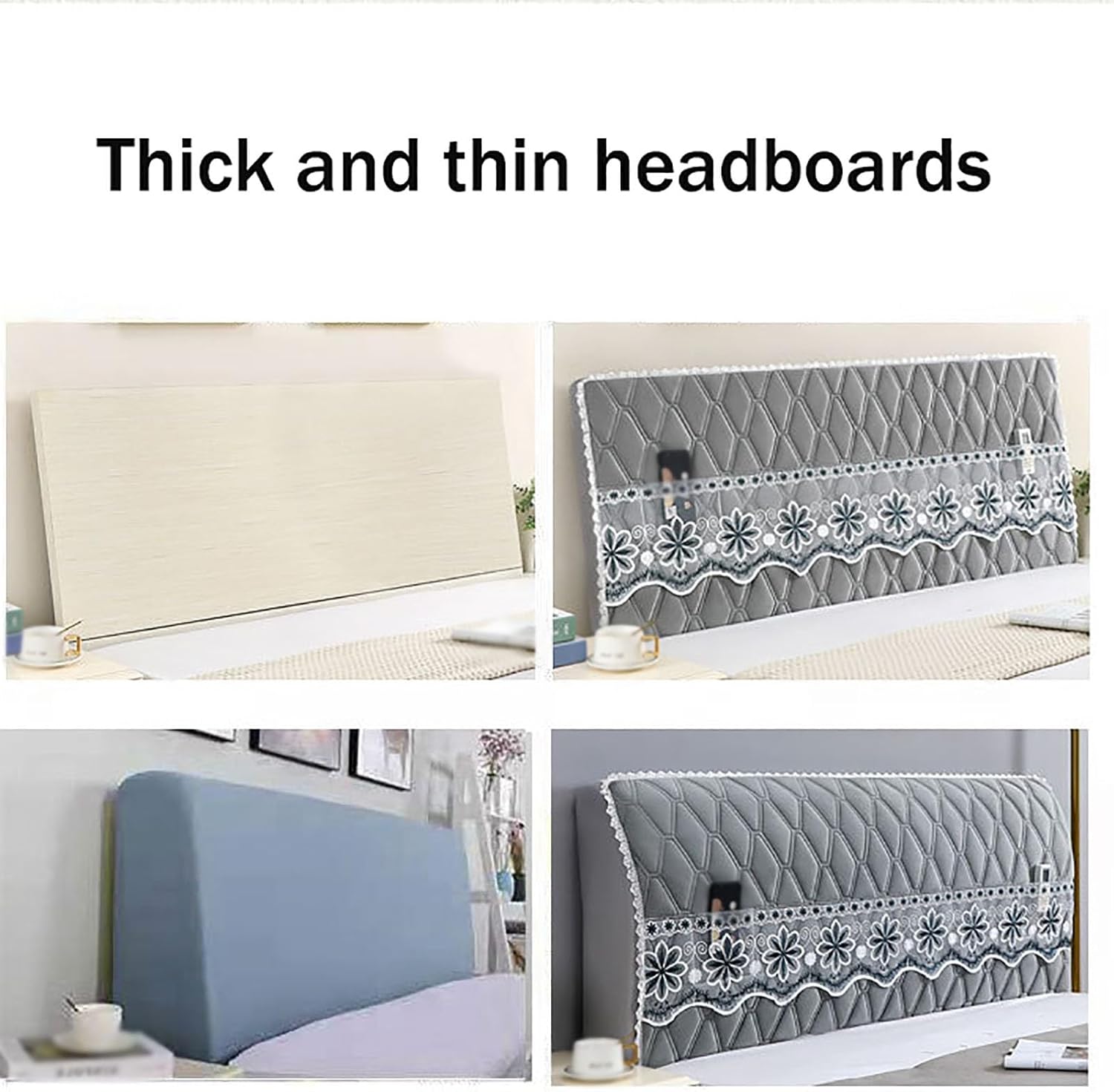 Velvet Headboard Cover,Soft Removable Bed Headboard Slipcover,360° Fully Wrapped Stretchheadboard Slipcover,Headboard Covers with Storage Pockets for Bedroom Decor(Pink,74.8in)