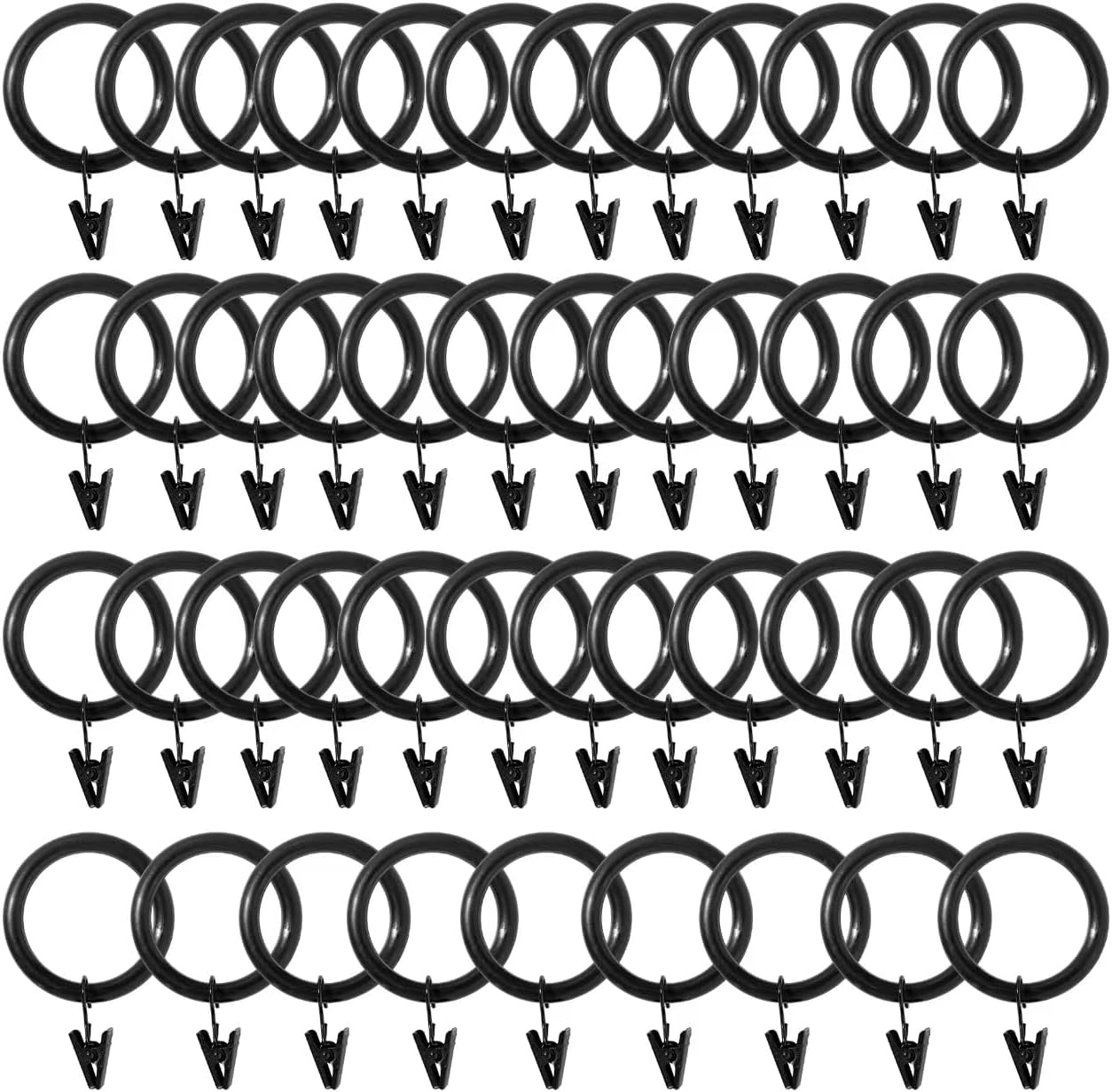 45 PCS Curtain Clips, Curtain Rings with Clips with 1.26" Interior Diameter, Fits Curtain rods up to 1 inch(Black)