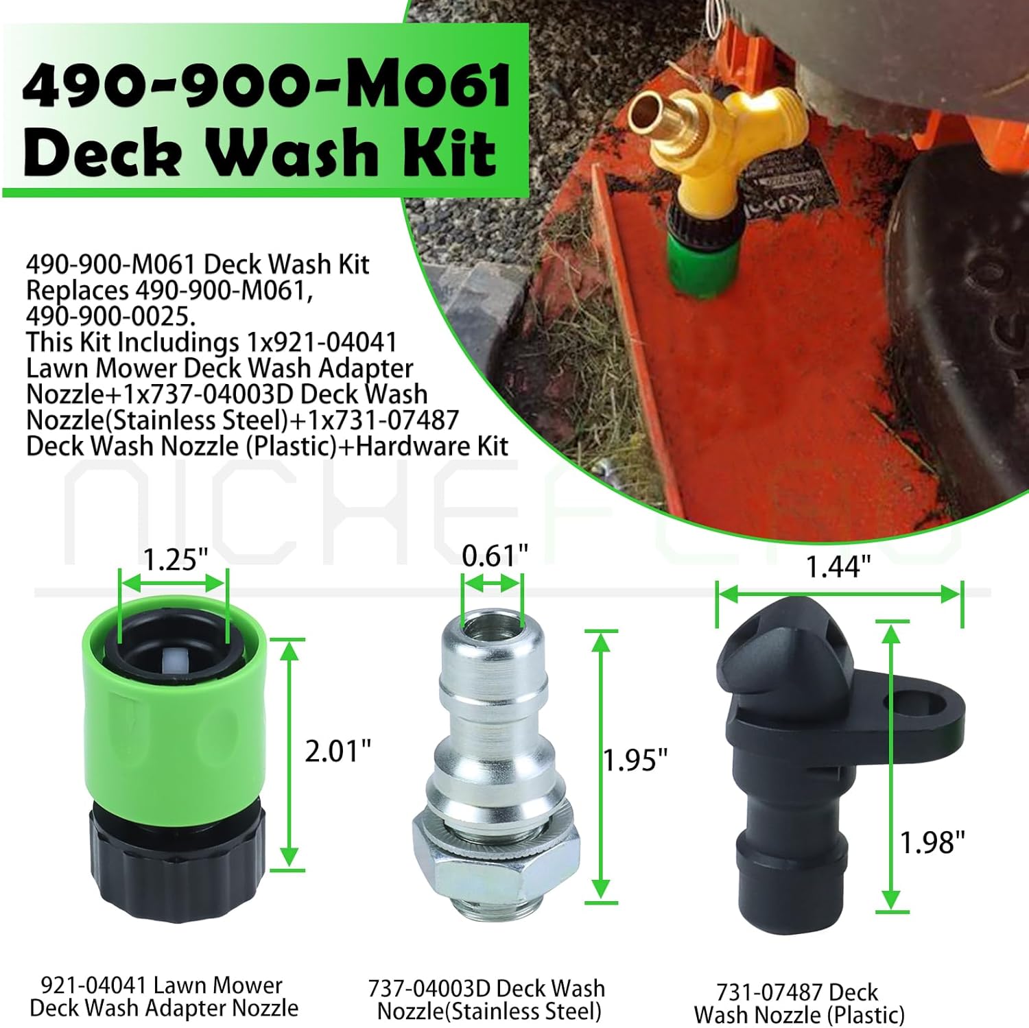 3 Pack 918-06978 Spindle Assembly with Idler Pulley Kit 954-04329A Belt 5/8x149 490-900-M06 Deck Wash Kit Replace 618-06978 918 06978 for Cub Cadet 54 inch ZT1 54, RZT L54, ZT2 54 Decks