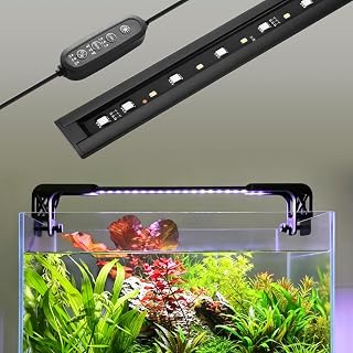 FEDOUR 38cm 超スリム アルミ合金製 水槽LEDライト IP65防水対応 タイマー付き 明るさ10段階調整可能 フルスペクトル 水草育成/淡水魚用水槽照明 38-46cm水槽適用