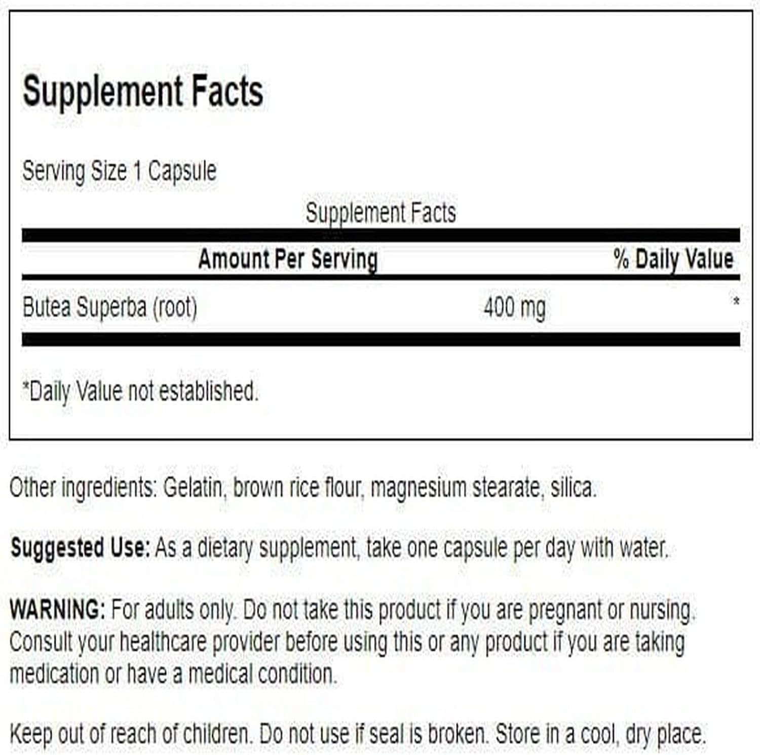Swanson Butea Superba Root Full Spectrum Intimacy & Sexual Support 400 Milligrams 60 Capsules (2 Pack)