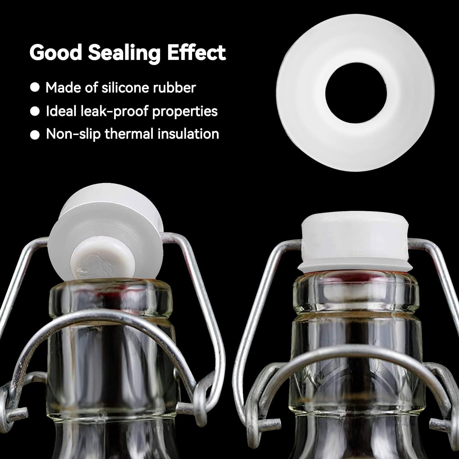 25 Pezzi Guarnizioni Tappi Bottiglie Vetro,Silicone Guarnizione,Guarnizioni Bottiglie Vetro,Guarnizioni Bottiglia Vetro Tappi Silicone,Rondella in Gomma per cap Swing Top Bottiglia di Vetro White