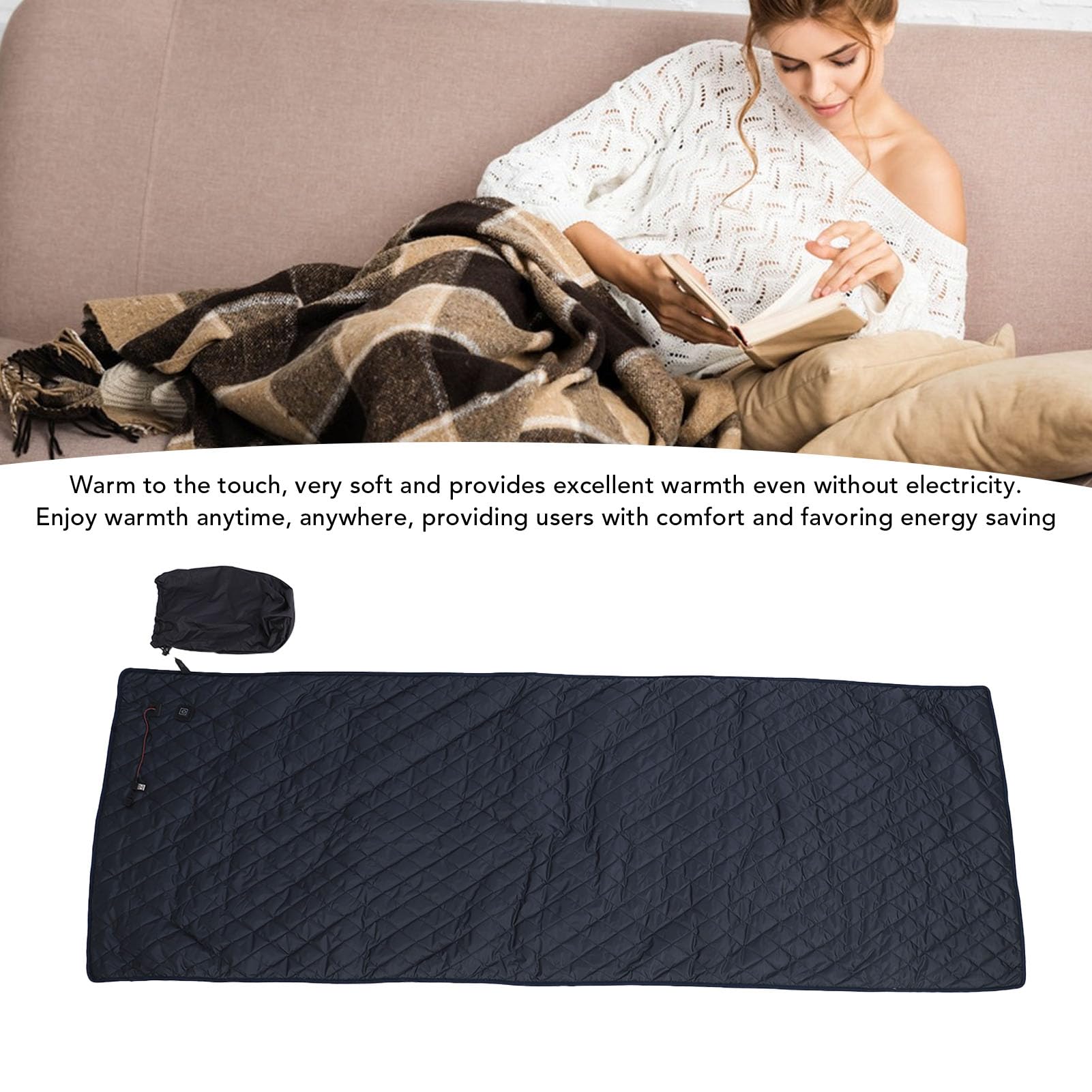 Aramox Coperta Riscaldante, Coperta Riscaldata Elettrica in Fibra di Poliestere 5 V USB Riscaldamento Rapido Portatile Morbido per Sala Studio Ufficio Domestico Utenti Anziani (Tipo 1)