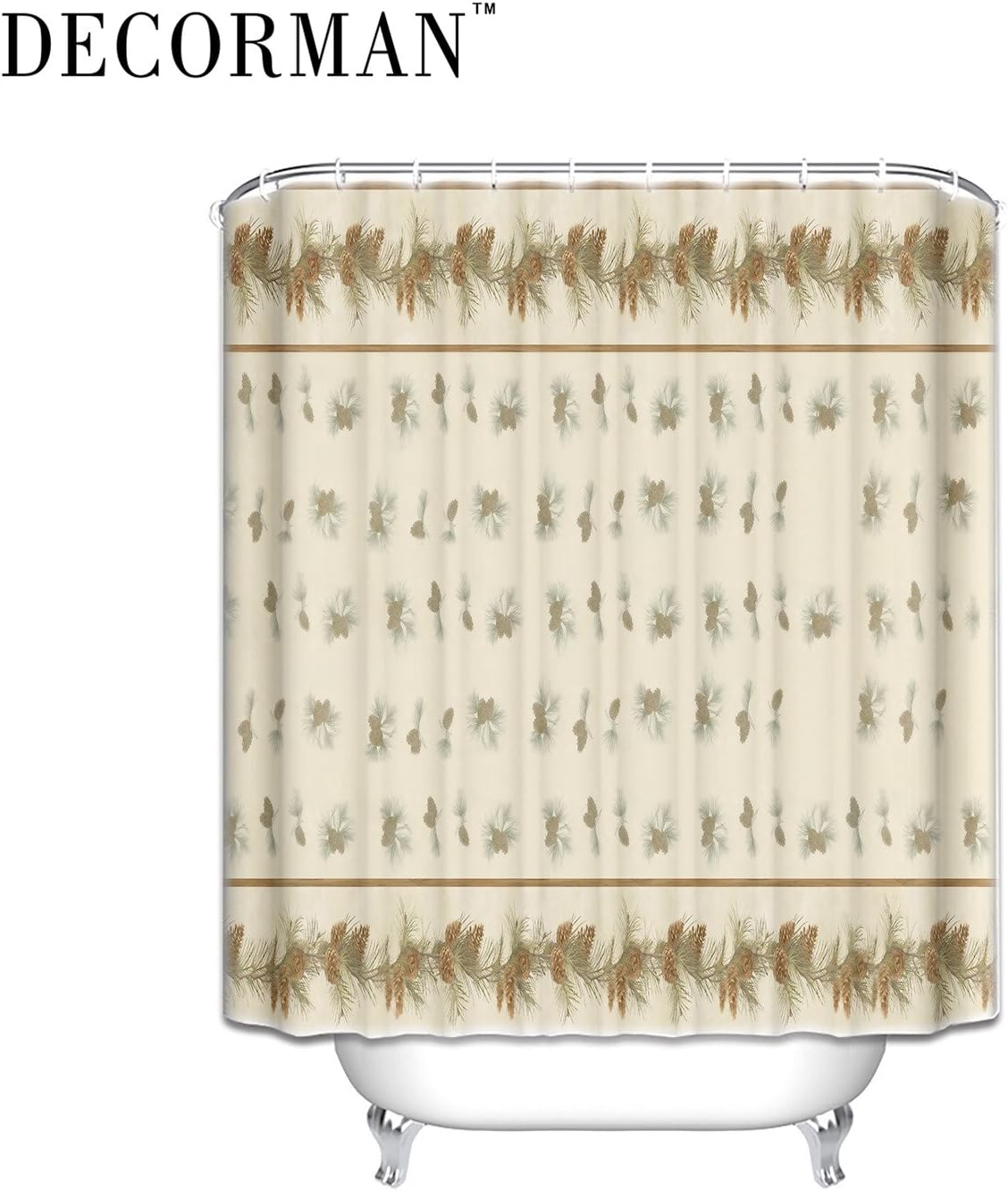 Decorman Pinehaven Pinecones Pine Leaves Pine Branches Shower Curtain