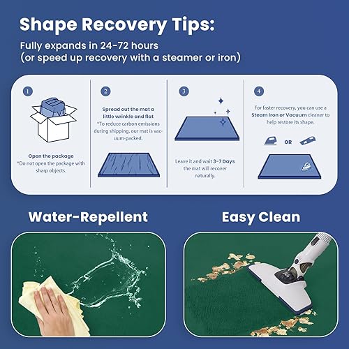 Miniatura 193 de Tapete de juego para bebé, tapete de espuma viscoelástica de 1.3 pulgadas de grosor, terciopelo coral suave, antideslizante, extragrande, tapete