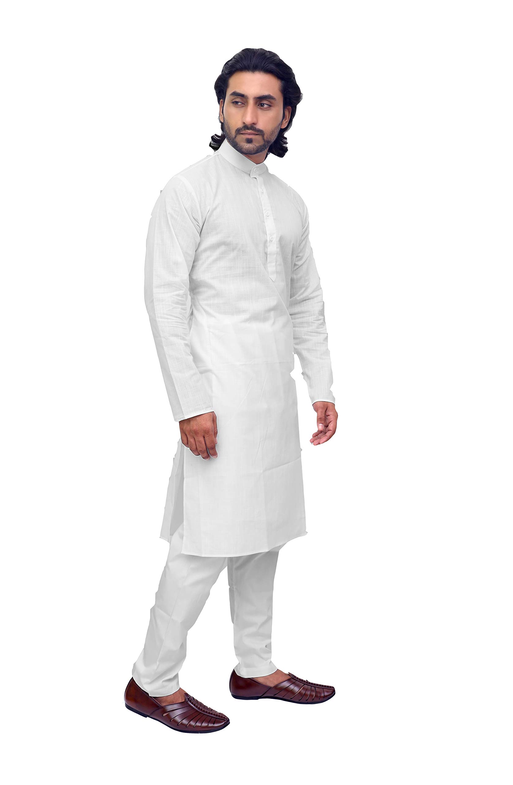 Men’s Premium Khadi Cotton Kurta Pyjama Set, White Colour Lightweight, Breathable, With Aligar Drawstring Narrow Bottom Pyjama-image-42