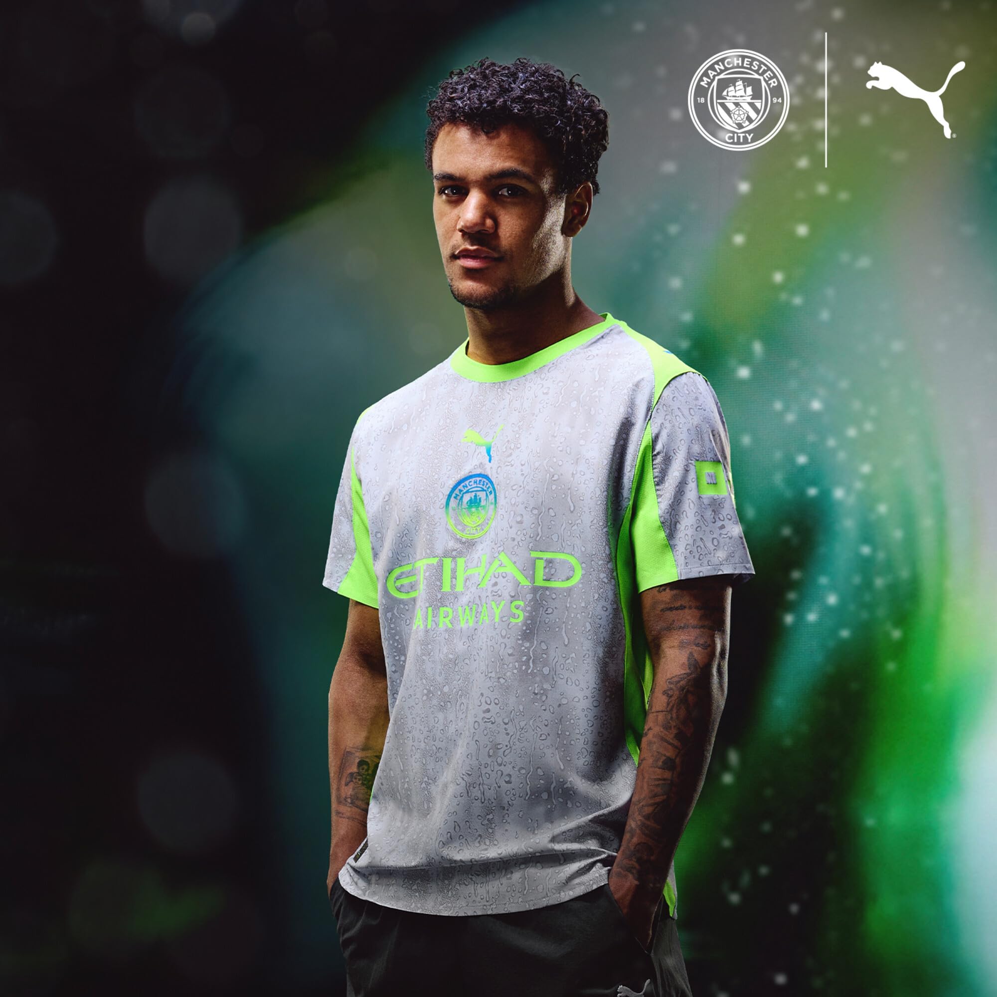 PUMA Herren Manchester City Ausweichtrikot 2025/26 - Grün | Offizielles Replica-Fußballtrikot; kurze Ärmel; normale Passform; dryCELL feuchtigkeitsableitend; atmungsaktives Material