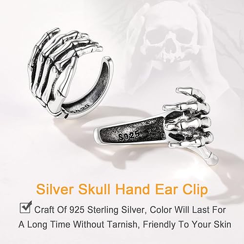 Miniatura 7 de SILVERCUTE 925 Sterling Silver Earrings for Women,Silver CatDinosaurDevil HornLeafSnakeSkeleton Various Stud Earrings or Ear Cuffs