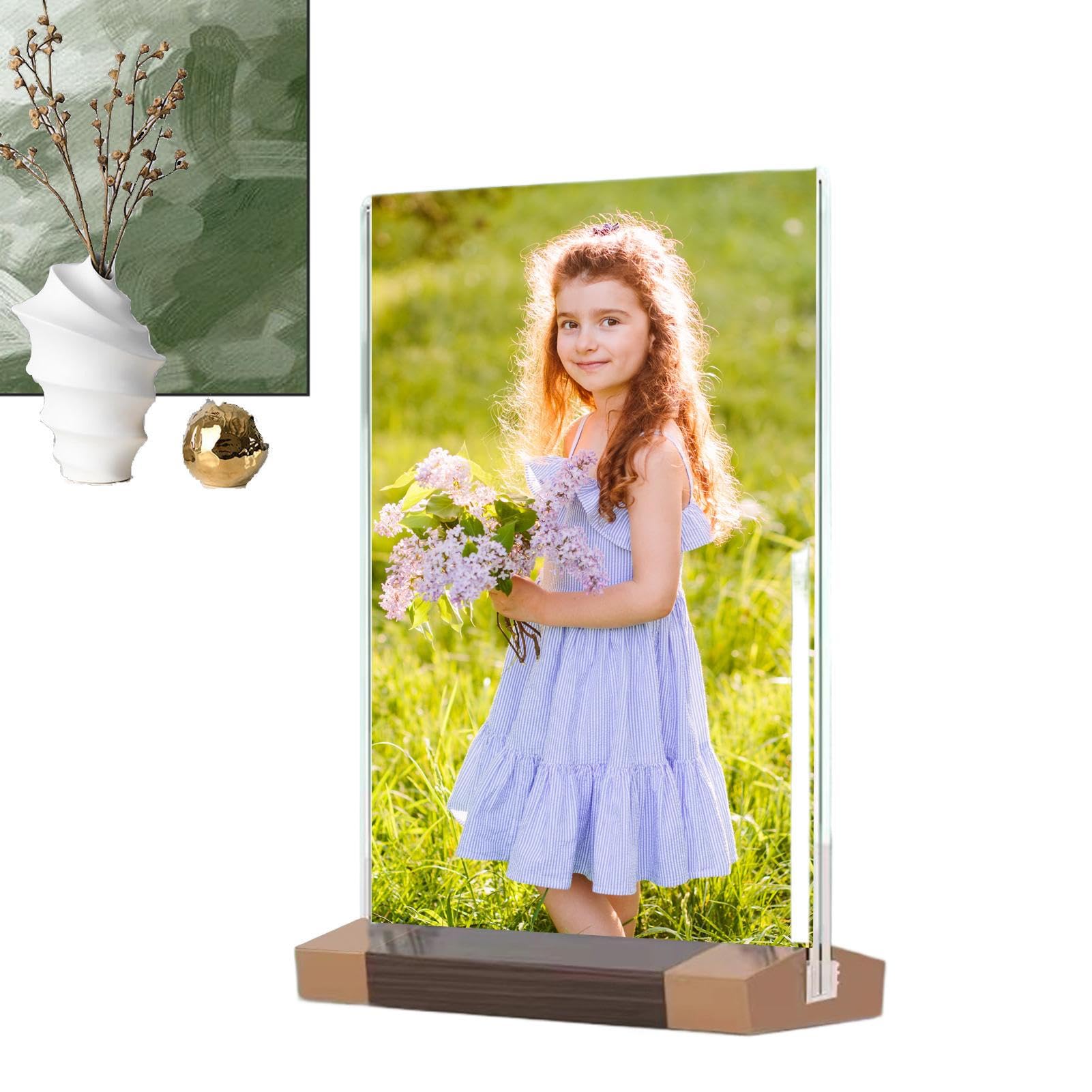 Ensemble de corniches - Cadre en bois décoratif rustique | Acrylique transparent avec base solide, support moderne pour photos souvenirs, certificats, récompenses, exposition de volants Bureau de