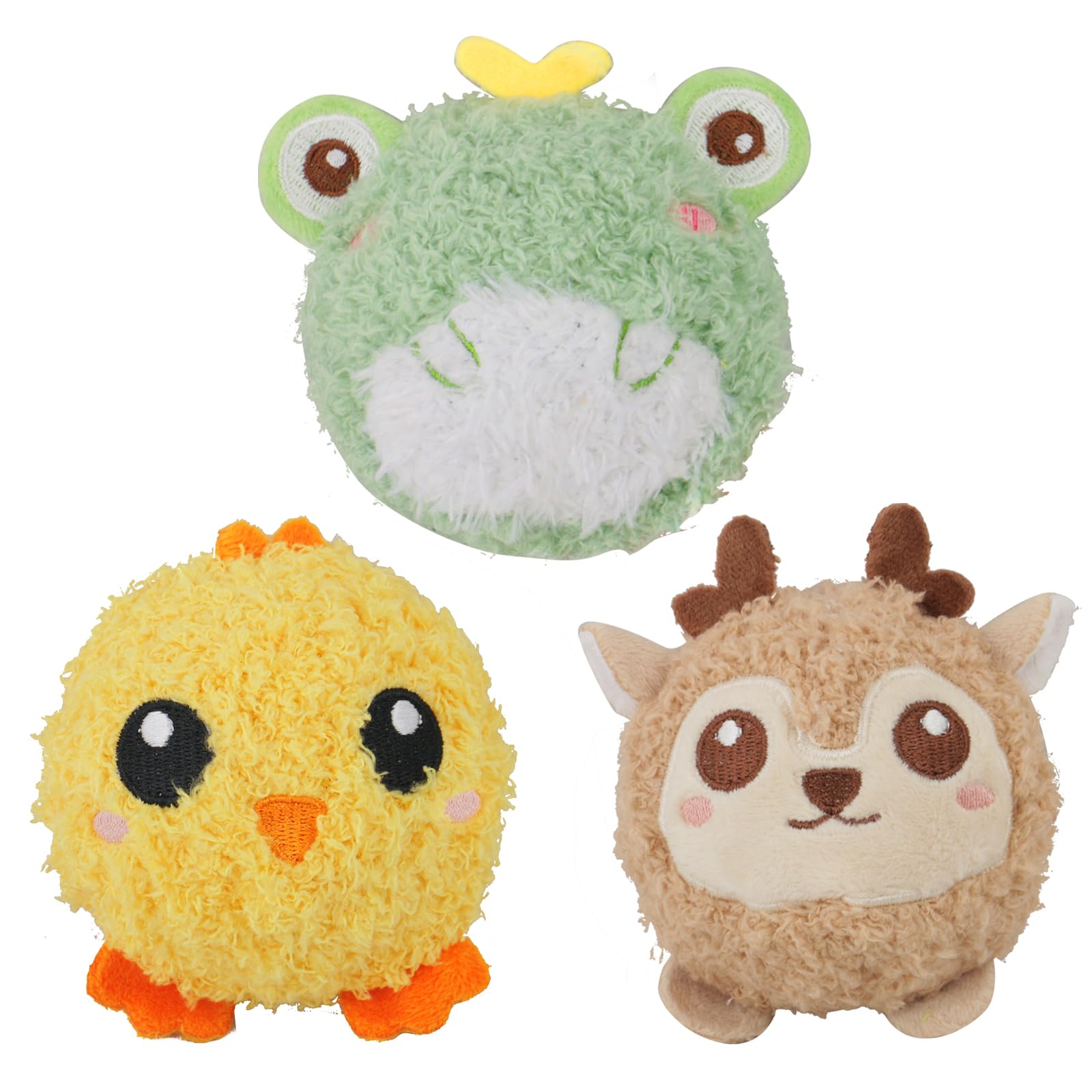 DKING 3Pack Squeaky Dog Balls,2 in1 Funny Puppy Ball Toys,Birthday Dog Toy for Small Medium Dogs (Farm Ball)