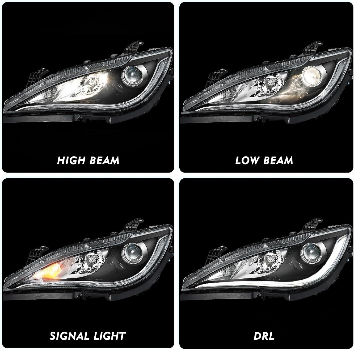 Halogen Quad Headlight Assembly Compatible with 2018 2019 2020 Chrysler Pacifica w/DRL Daytime Running Headlamps Front Left Driver Side Head Lights LH CH2518153