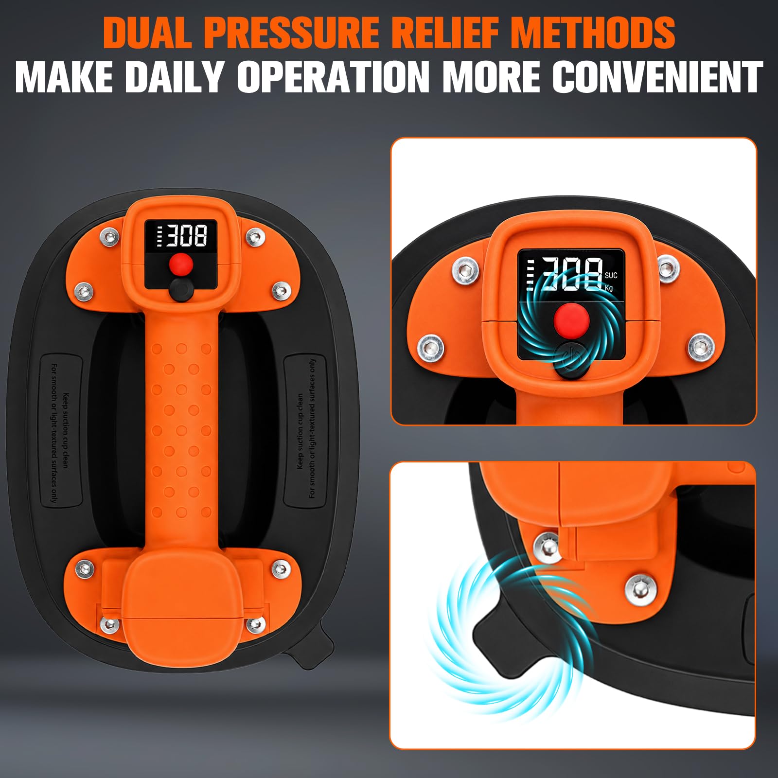 Akku Saugheber mit 2 Motoren,10" Elektrische Vakuum Saugheber mit LCD-Anzeige 4000 mAh Akku,300kg Tragkraft,für Fliesen,Glas,Terrassenplatten