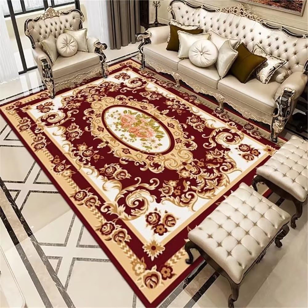 Tapis de chevet classique rouge 100x160cm idéal pour le bureau ou la terrasse