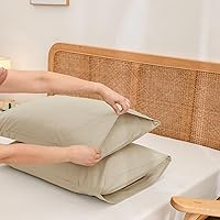 Vista 4 de BESTOUCH 100% Algodón Lavado Funda de Almohada para Cabello y Piel, Sensación de Lino, Suave, Cómoda, Transpirable, Juego de 2 Fundas de Almohada