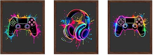 Miniatura 10 de Poster Master Póster para videojuegos de 6 piezas, diseño de consola retro, decoración colorida de sala de juegos o habitación de niño adolescente,