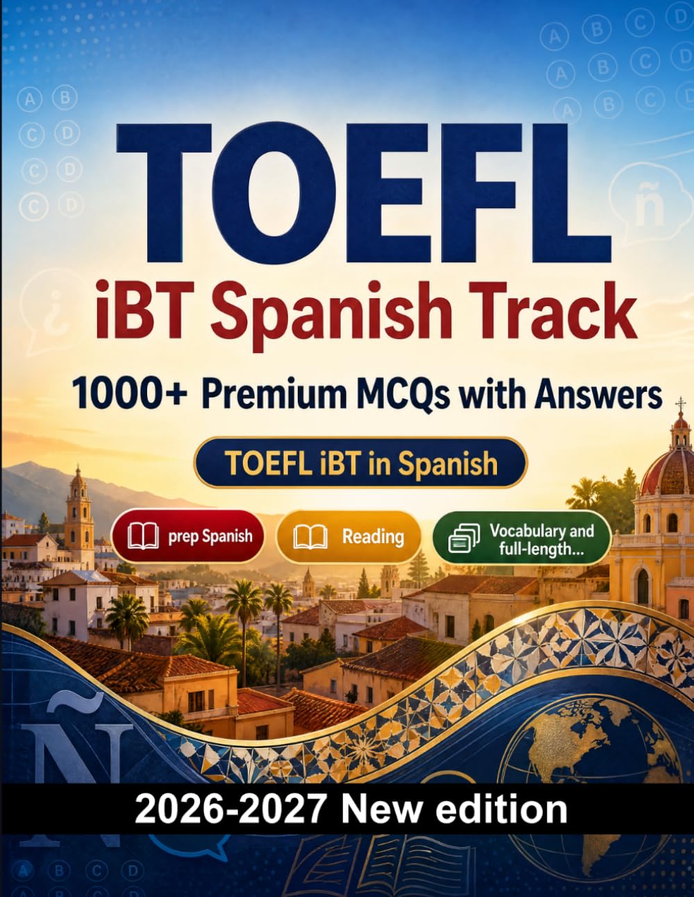 TOEFL iBT Spanish Track : 1000 MCQ with Answers: Language test prep Spanish: Grammar, Reading, Vocabulary, Writing, Spelling and written drills to pass the official language certificate