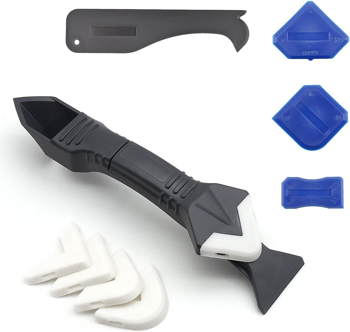 Silicone Caulking Tool Kit, Yoelike 3 in 1 Silicone Sealant Finishing and Replace Removal Tool with a Caulk Nozzle for Bathroom Kitchen