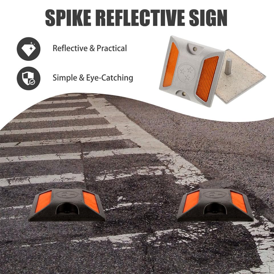 Ciieeo Tacchetti Riflettenti Stradali 4 Pezzi 3.66X3.66X2.17In Segnaletica Di Sicurezza Notturna Per Delimitazione Strade E Prevenzione Incidenti Esterna Resistente
