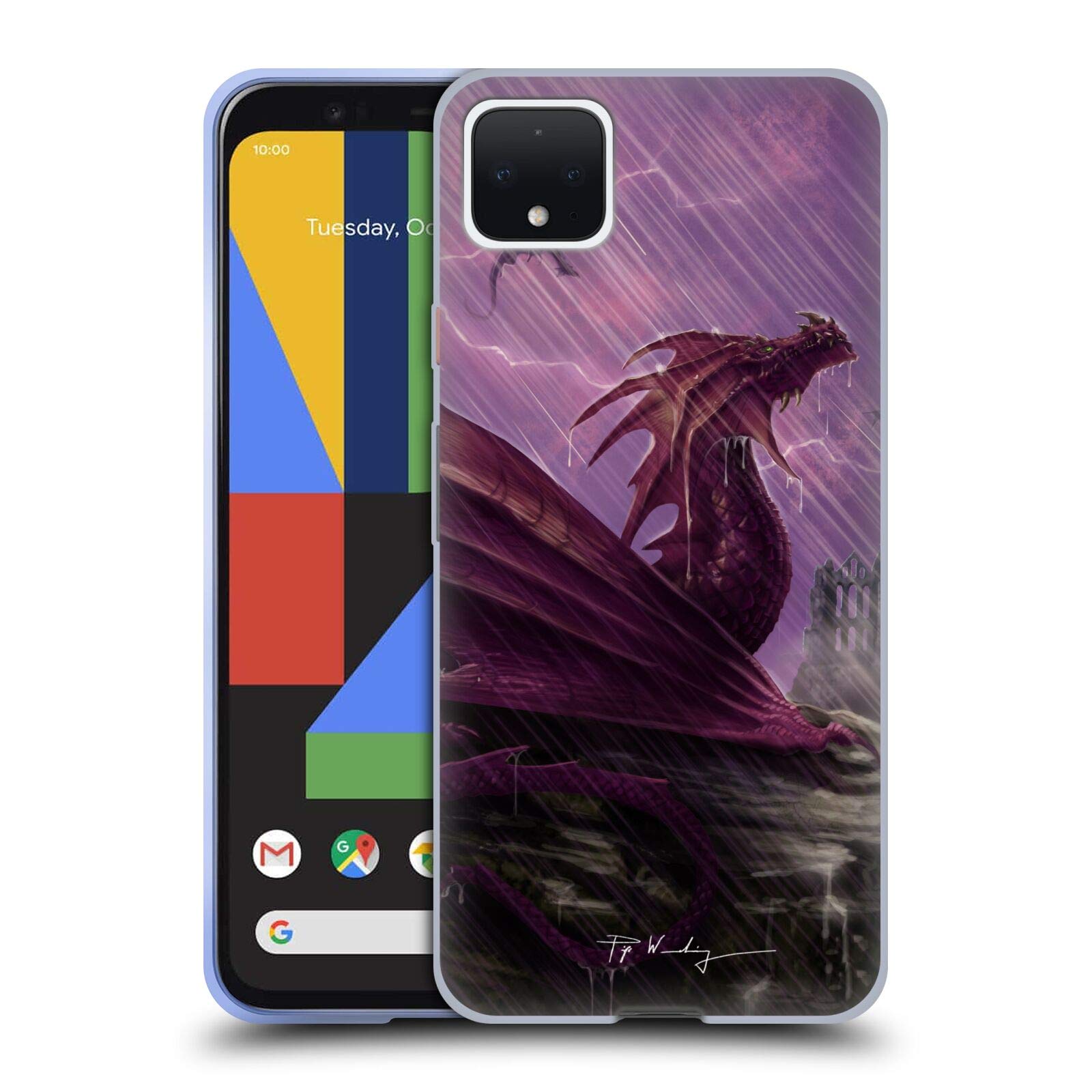 Head Case Designs Officially Licensed Piya Wannachaiwong Thunderstorm Dragon Dragons Of Sea And Storms Soft Gel Case Compatible With Google Pixel 4 XL