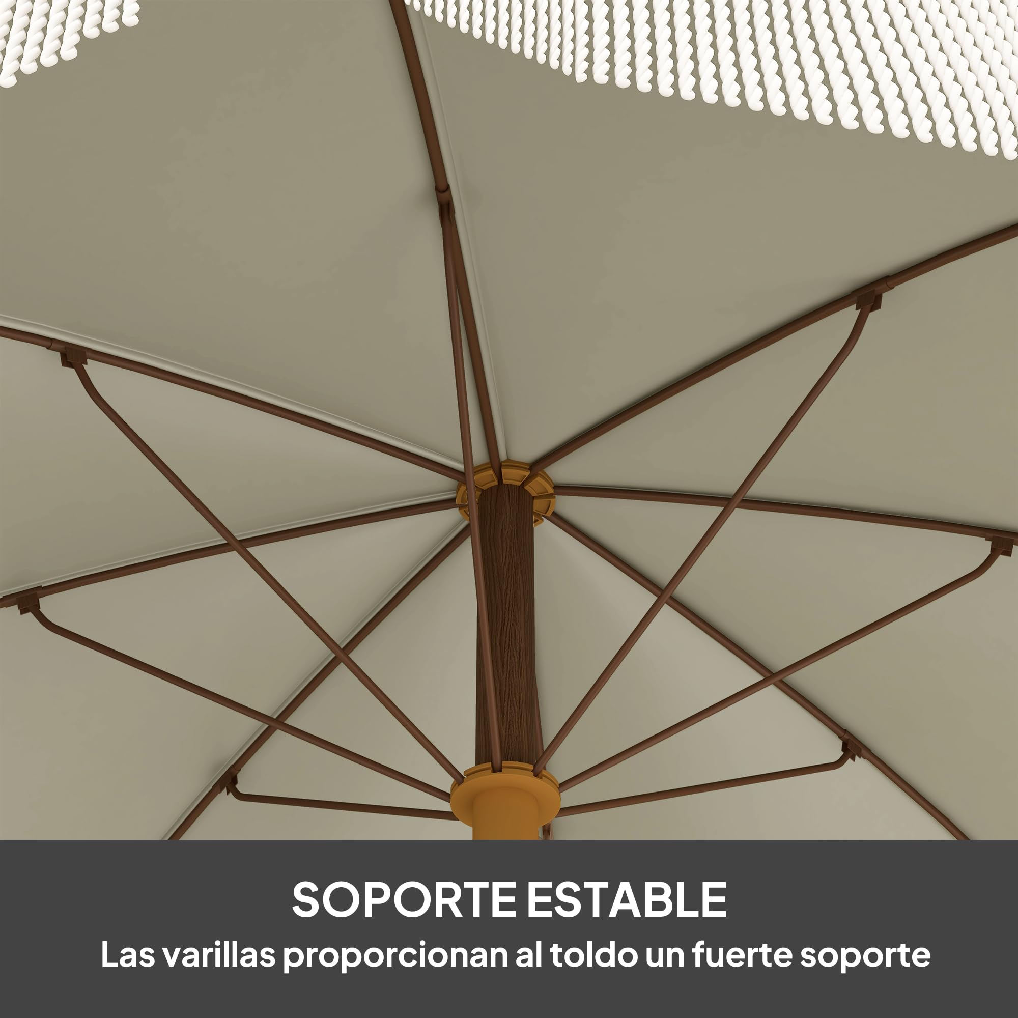 Outsunny Sombrilla de Playa Grande con Flecos Ø190 cm UV40