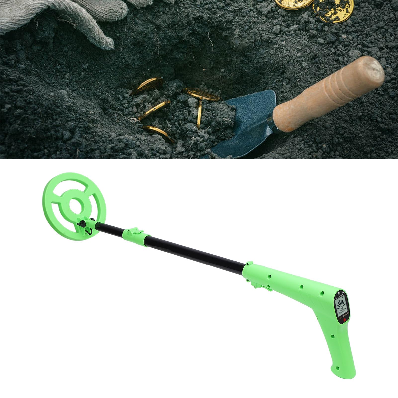Rilevatore di Metalli Con Bobina da 6 Pollici, Localizzatore di Monete D'Oro Regolabile In Lunghezza da 26 A 37,4 Pollici, Display Lcd, Puntatore Metallico Portatile, per Bambini E Adulti