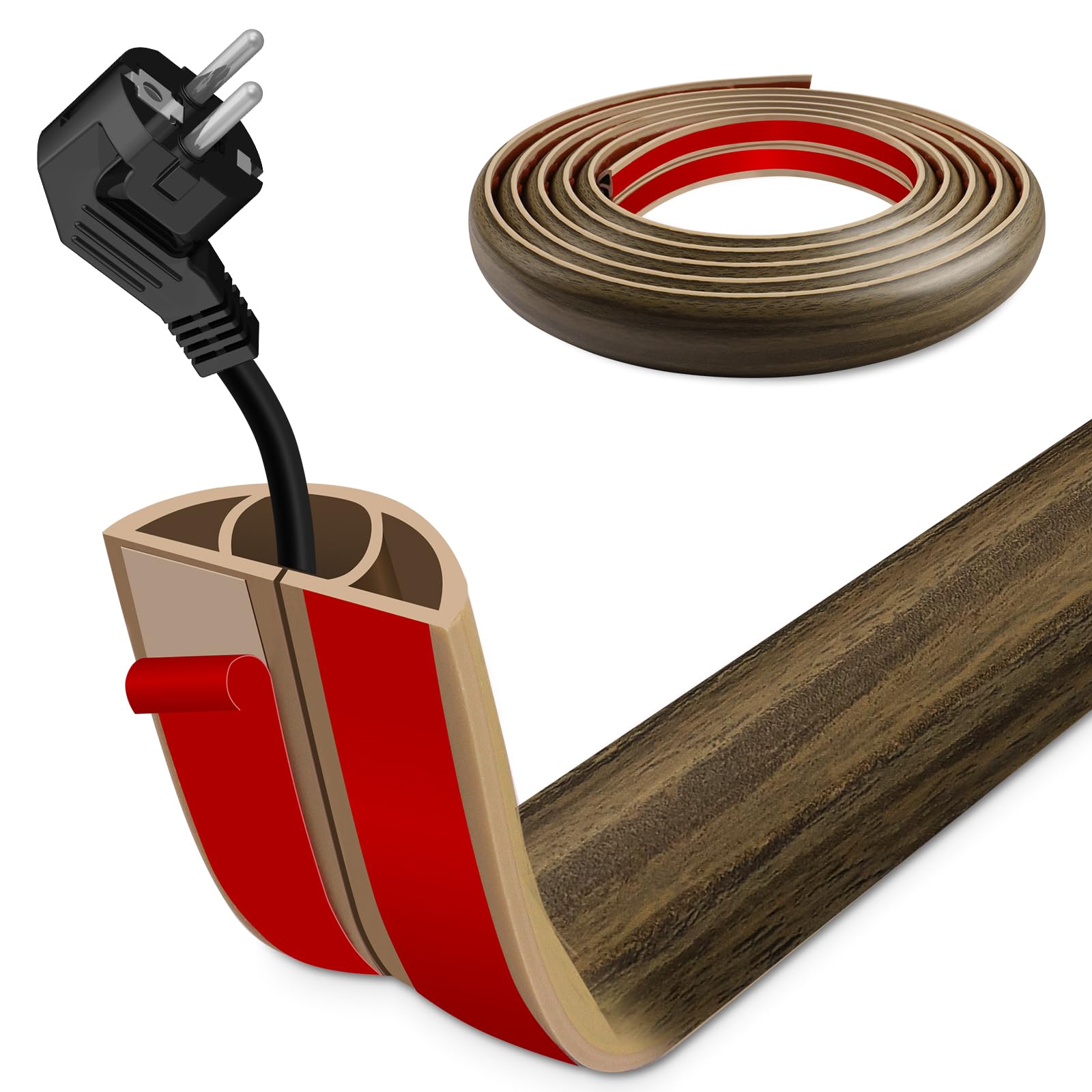 Floor Wire Cover 6m Self Adhesive Cable Floor Protect Cord,Cable Cover to Prevent Trip Hazards, Suitable for Home, Office, Factory, Warehouse and Other Places