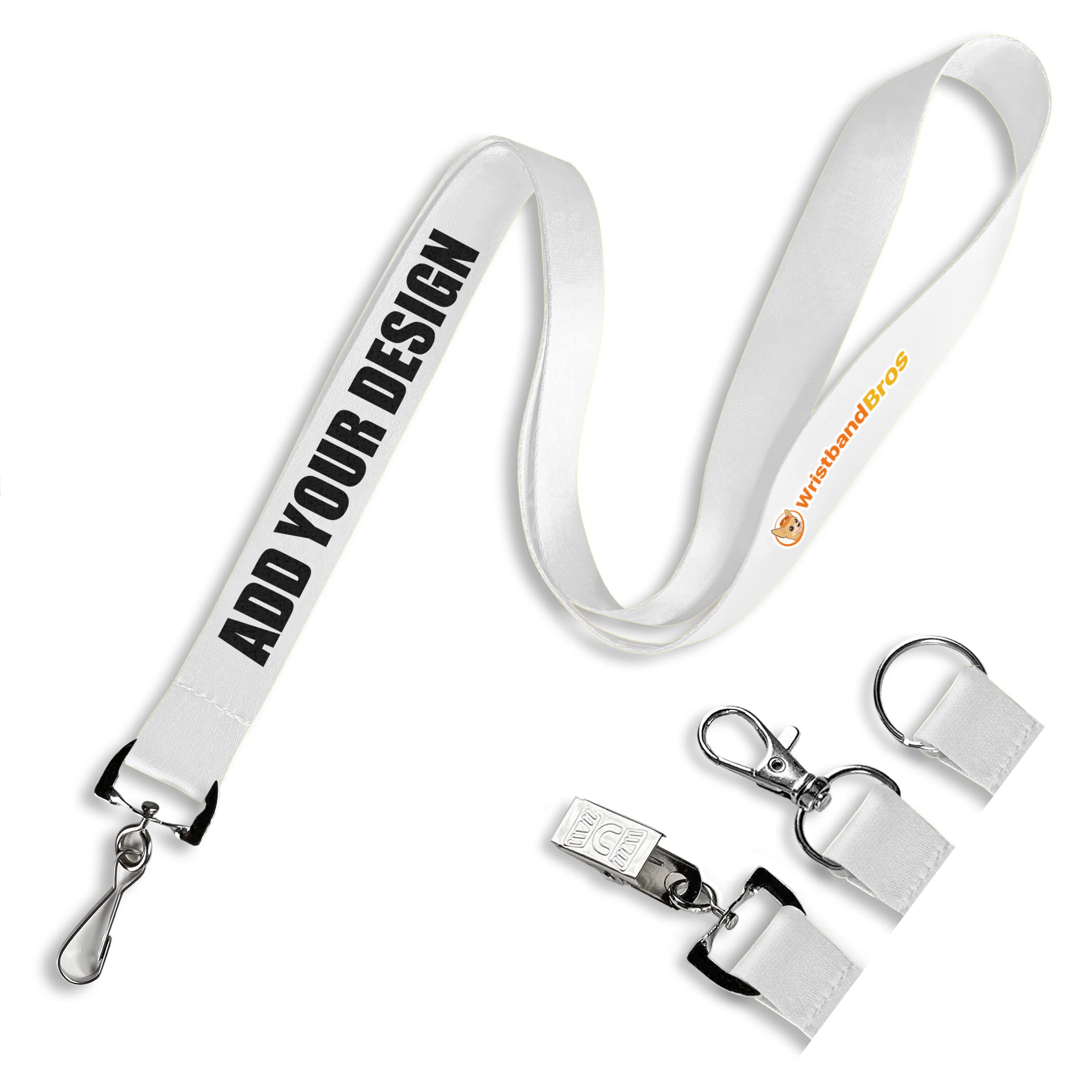 Wristband Bros Custom Lanyards For ID Badges, Keys & More | Add Text & Logos | Choose Your Attachment | Bulk Quantities For Events