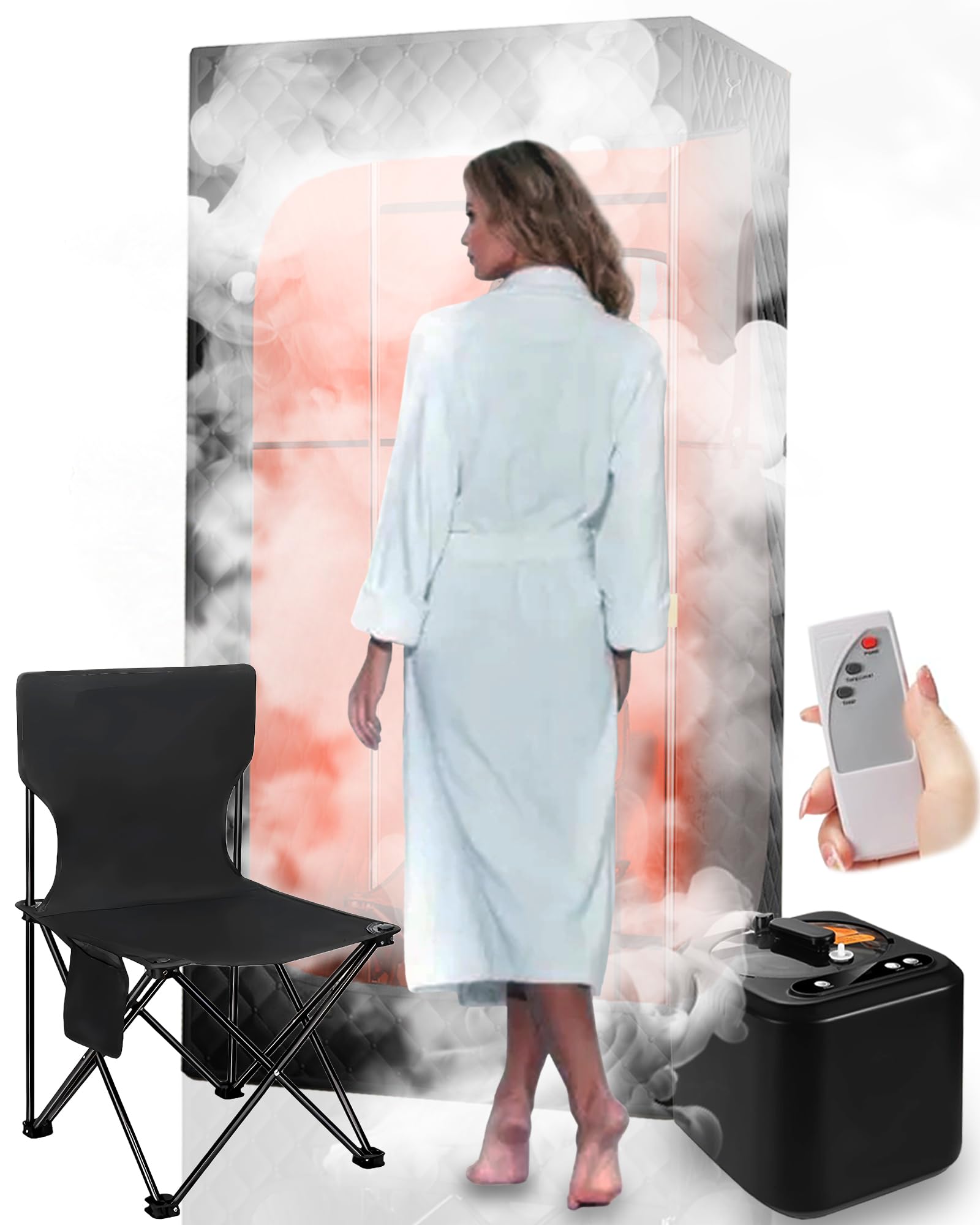 Sauna Finlandese da Esterno 1000W 180x80x80cm 9 Temperature Timer Telecomando Sedia