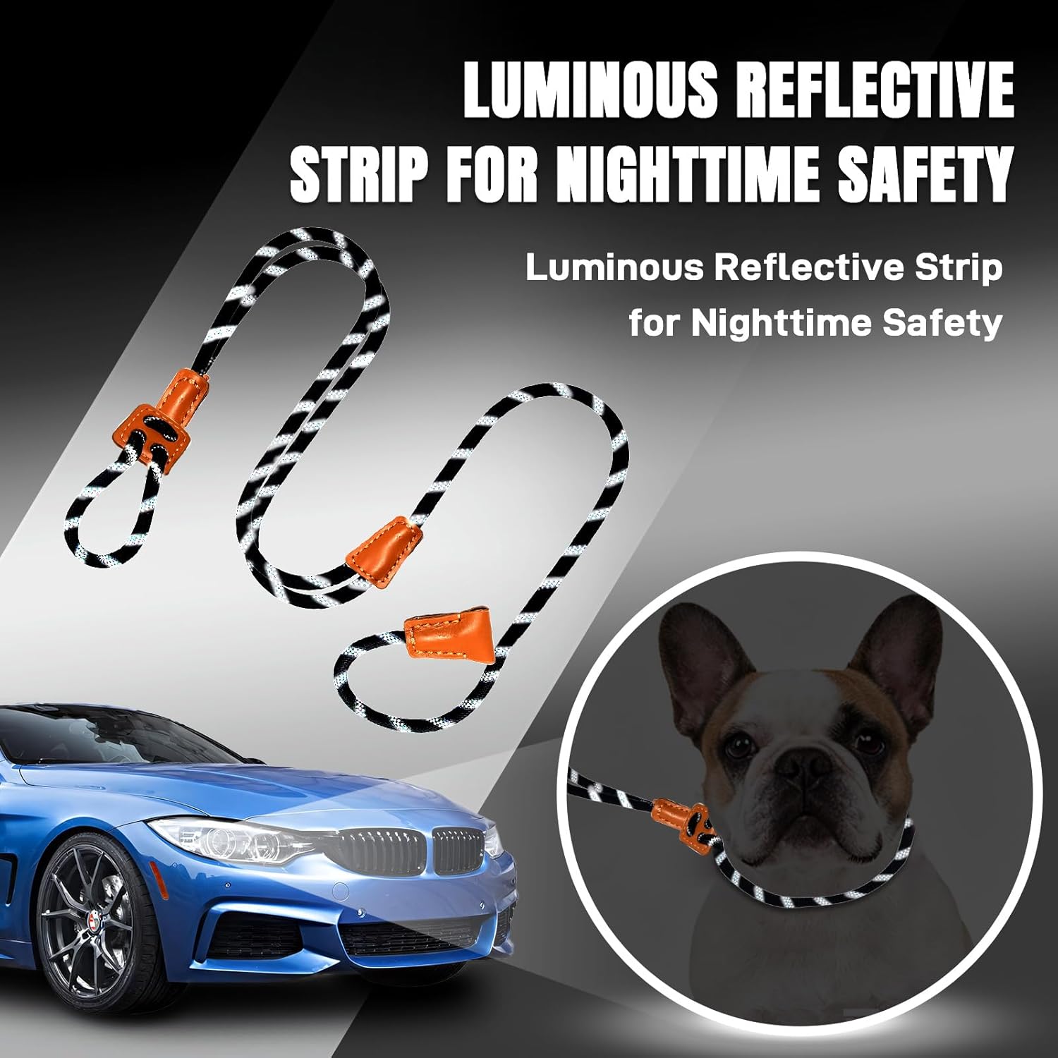 Slip Leads for Dogs, No Pull Rope Dog Harness, Collar Leash and Harness All in One, Adjustable Pet Training Lead for Walking, Dog Leashes for Small Medium Large Dogs, 5ft, Reflective