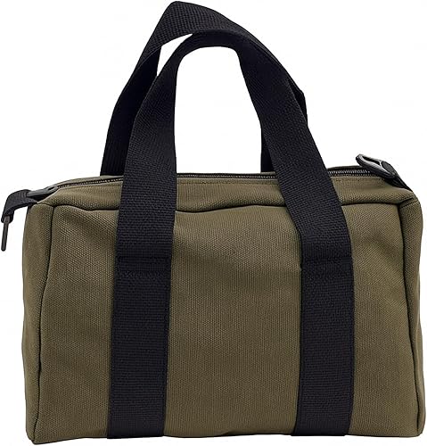 Miniatura 11 de BLIRITEL Bolsa de herramientas de boca ancha de 12 pulgadas, bolsa de almacenamiento de herramientas de lona resistente, bolsa de gran capacidad,