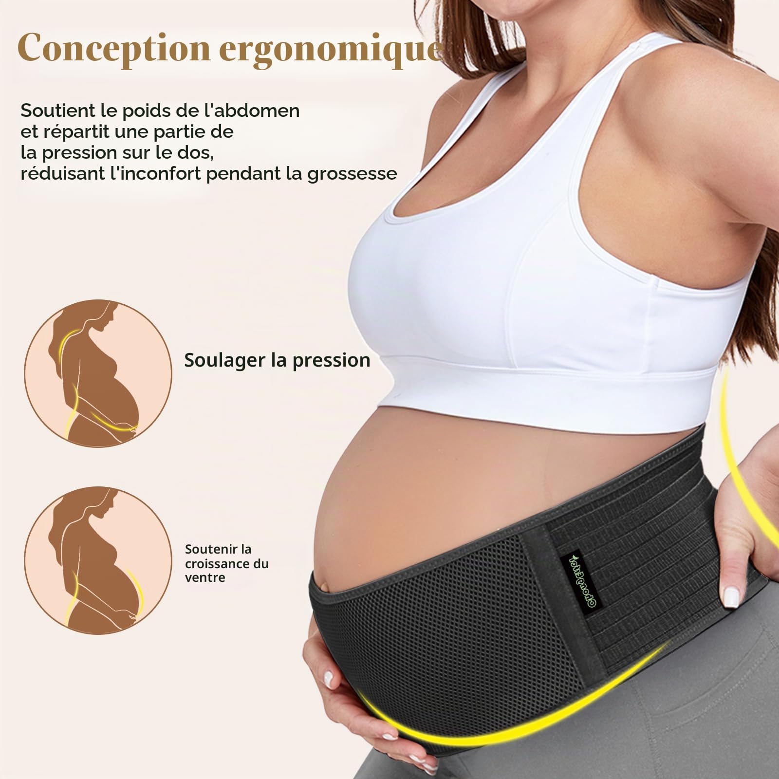 ChongErfei Ceinture de grossesse, ceinture de grossesse, soutien dorsal, soutien dorsal, soulage le dos, le bassin, les douleurs de hanche pour la grossesse (noir, taille unique)