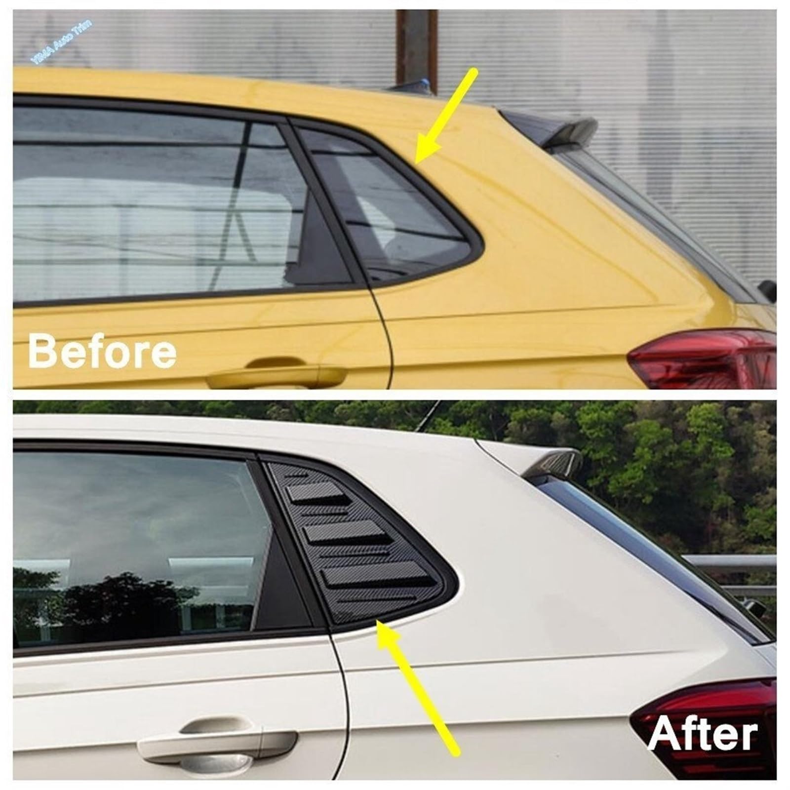 Alerón del Coche Persiana Lateral de persiana Ventana Trasera Coche, Accesorios embellecedores Cubierta ventilación para VW para Polo 2019 2020 2021 2022 2023(Carbon Texture)
