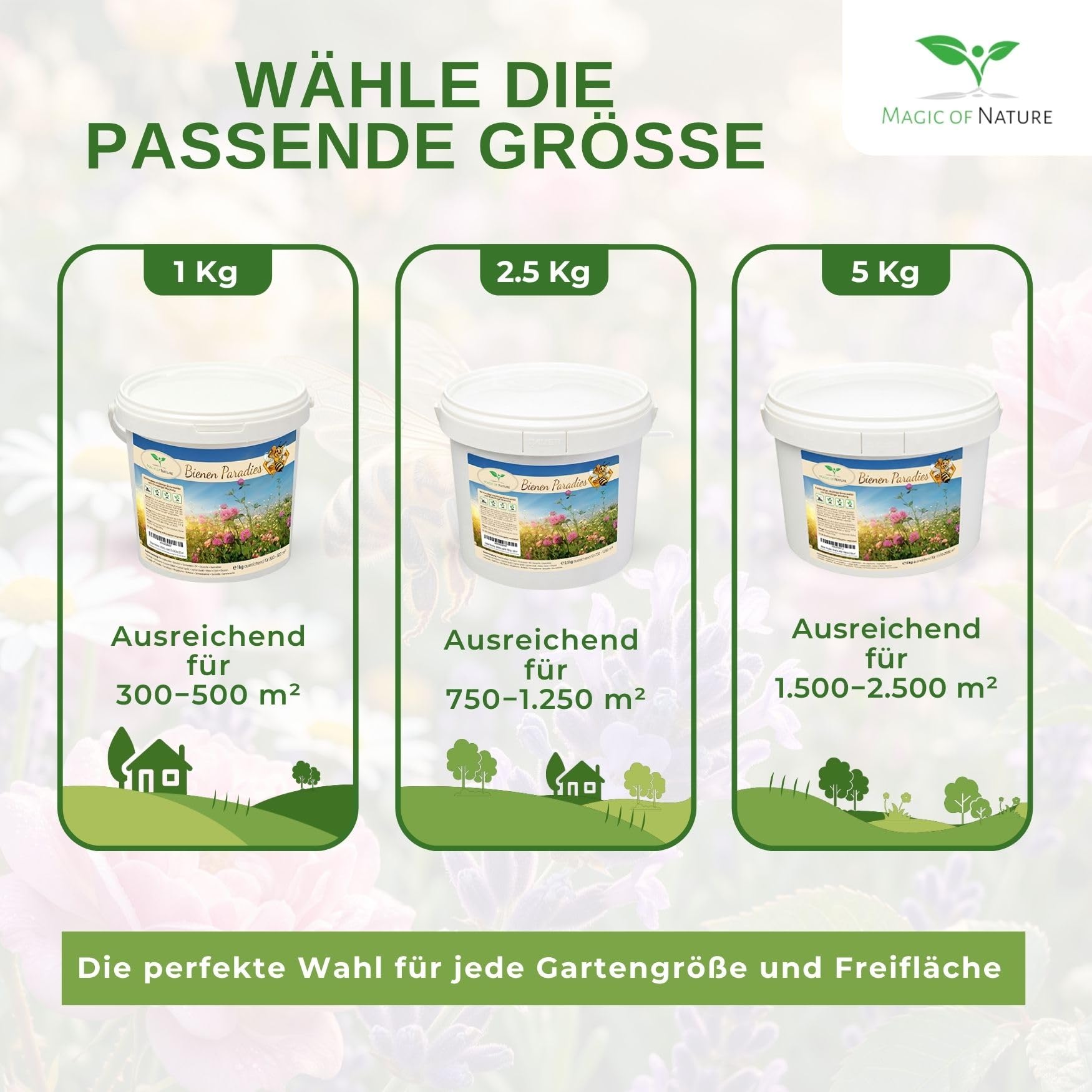 Magic of Nature: Blumensamen Mischung 2,5kg Bienen-Paradies Bienenweide | Über 20 einheimische Arten ohne Gräser - Hohe Keimkraft für 750-1250 m²