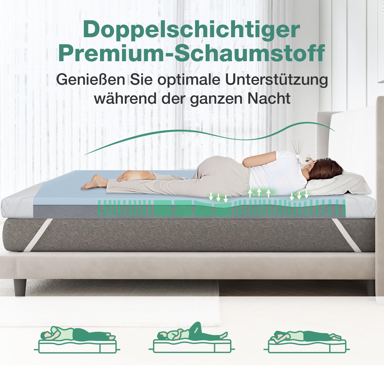 Novilla Matratzen Topper 90x200 5cm Höhe Gel Topper Memory Foam MatratzenTopper für Boxspringbett Wohnwagen Schlafsofa Matratzenauflage Bezug Waschbar Oeko-TEx