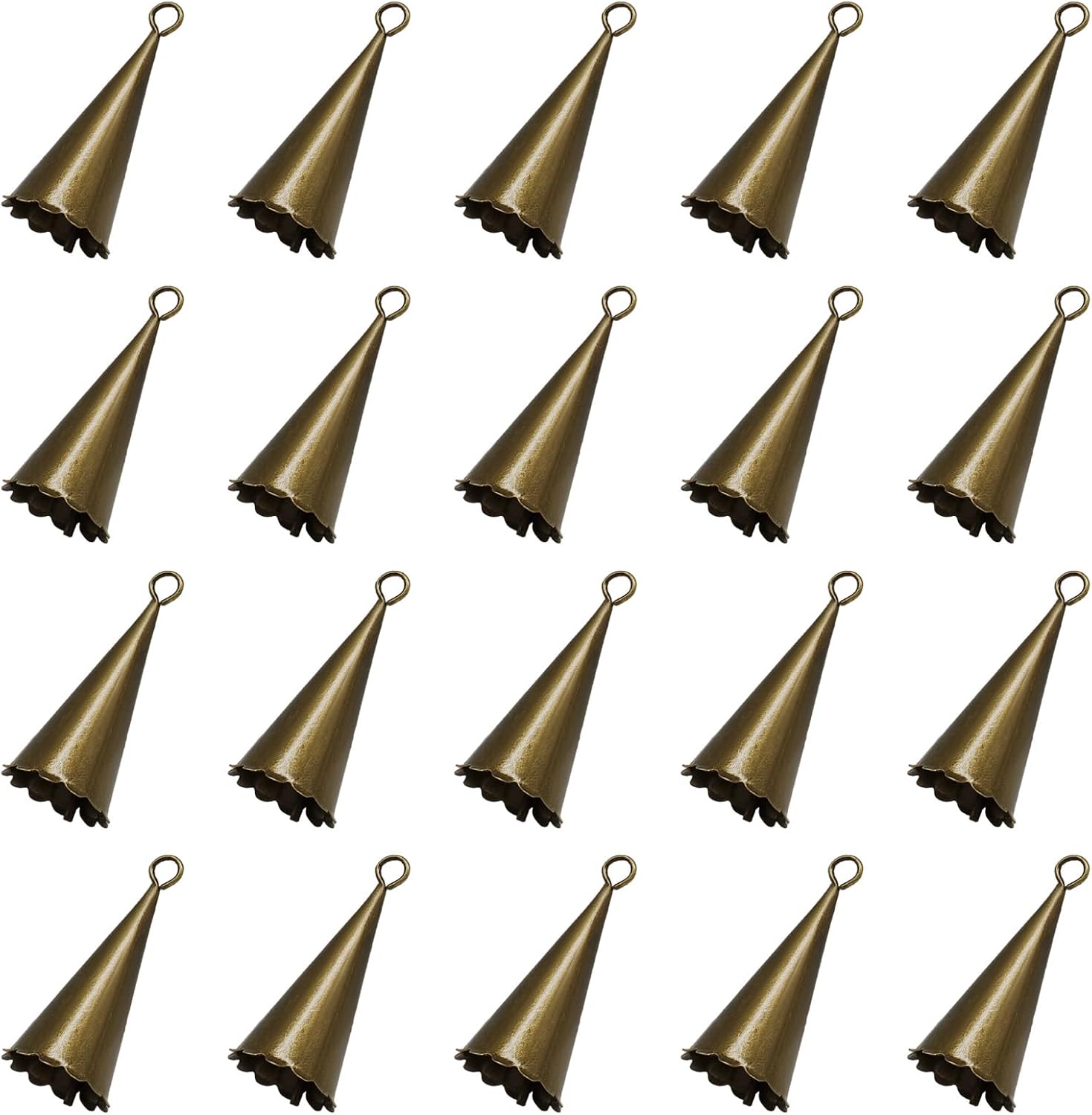 Hordion 20PCS Vintage Witch Bells Chime, Antique Bronze Cone Shape