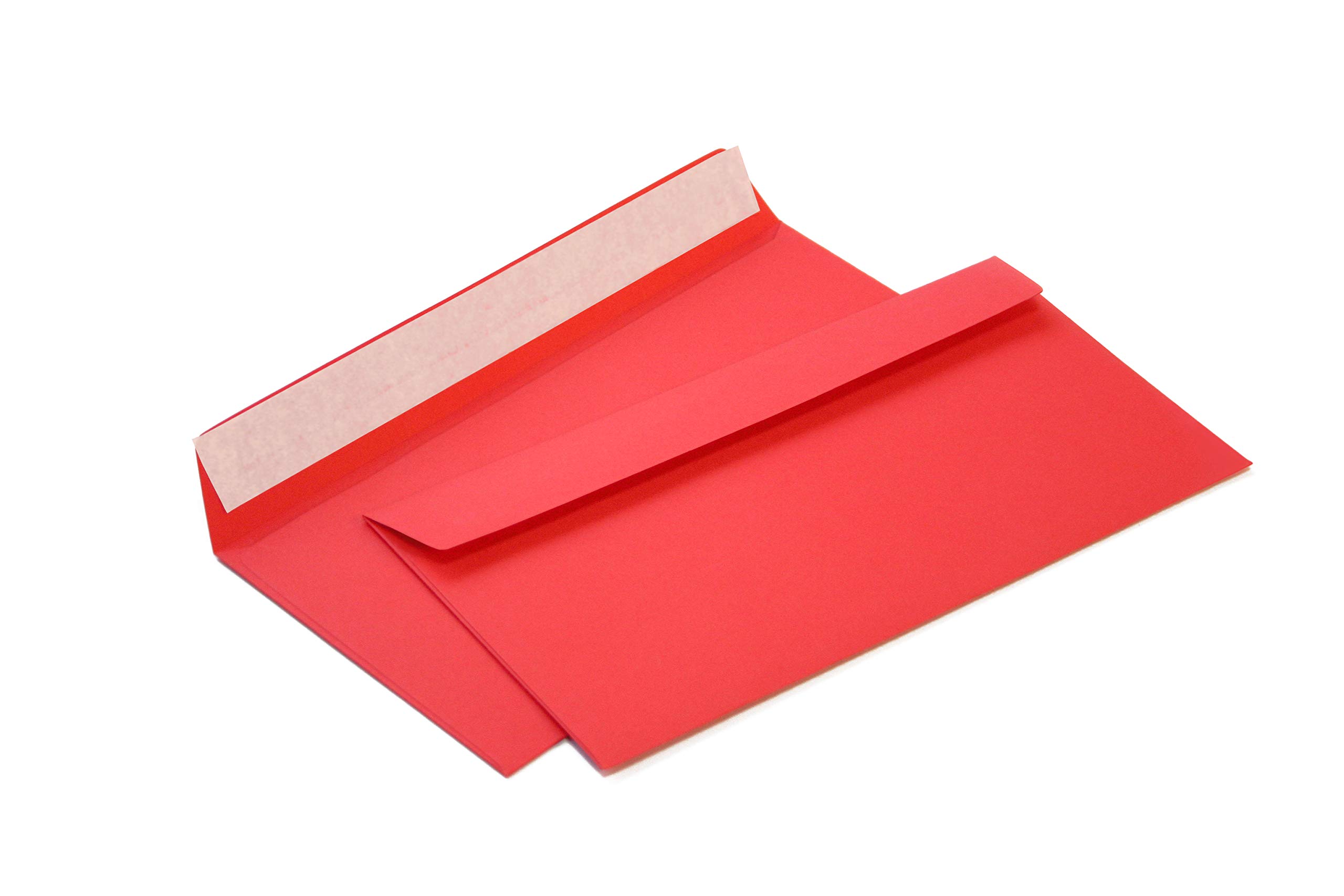 Briefumschläge DIN lang C6/5 114x229 mm rot 120 g/m² mit Fenster haftklebend (206AF) (500)