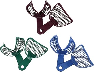 Healifty 3Pcs Dental Impression Trays Dental Bite Registration Trays Edentulous Jaw Impression Tray Dental Tools for Dental Impressions Assorted Color 11x7.5x3.2cm