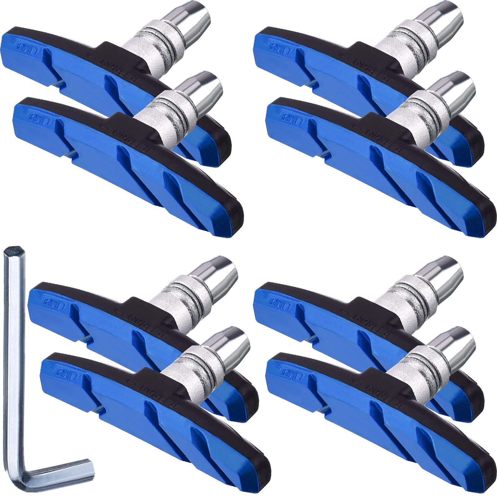 HOTOP 4 Pairs Bike Brake Pads Mountain Bike Brake Pads with Hex Nuts and Spacers V Bicycle Blocks Set, 70 mm