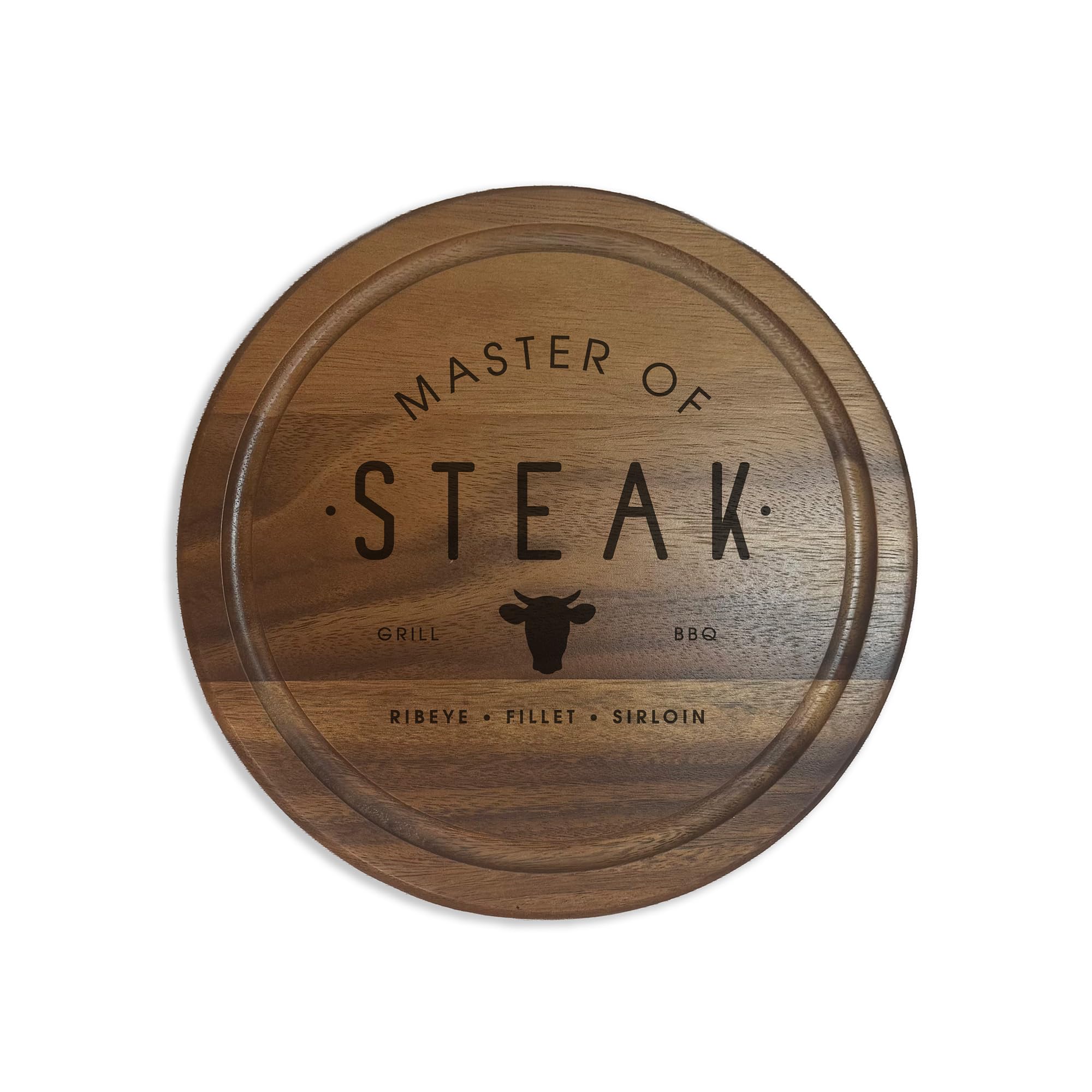 Ebuygb Brown Master Of Steak Cutting Board, Engraved Acacia Wood Bbq Board, Grill Master Gift For Him, 25Cm,