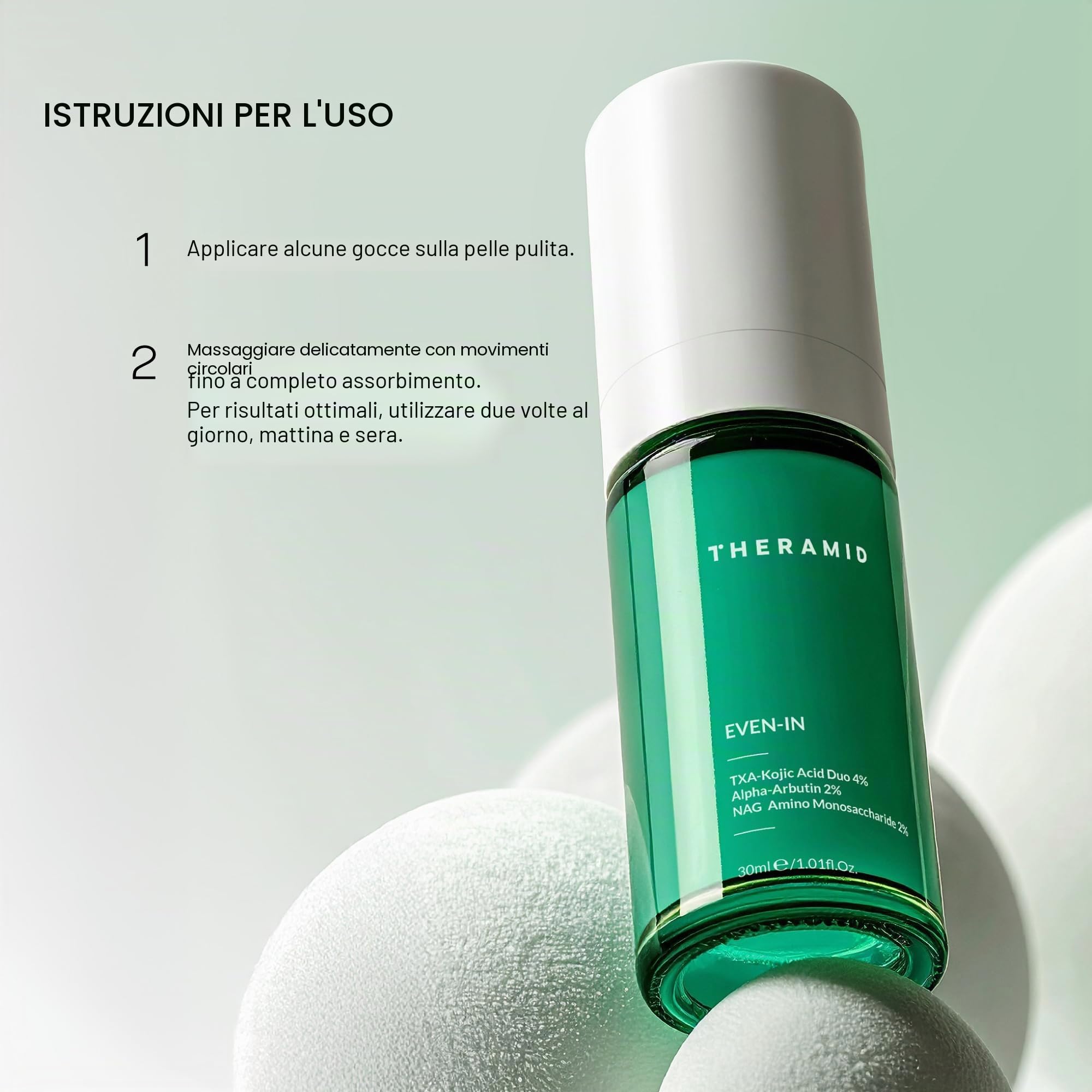 Theramid Even In 30 ml – Trattamento avanzato anti-macchie con acido tranexamico, acido cogico e alfa-arbutina: riduce l'iperpigmentazione, uniforma il tono della pelle e migliora la luminosità