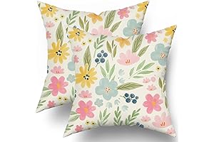 Sweetshow Spring Floral Pillow Covers 18x18 Inch Set of 2 Vibrant Watercolor...
